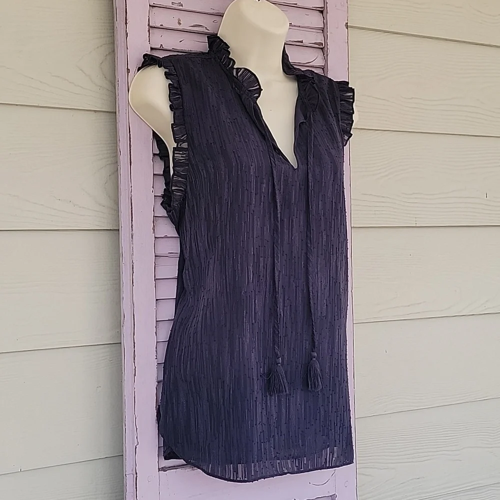 NWT ๐ JOIE Chic Ruffle Sleeveless V-Neck Lined Blouse Top M - Picture 3 of 10